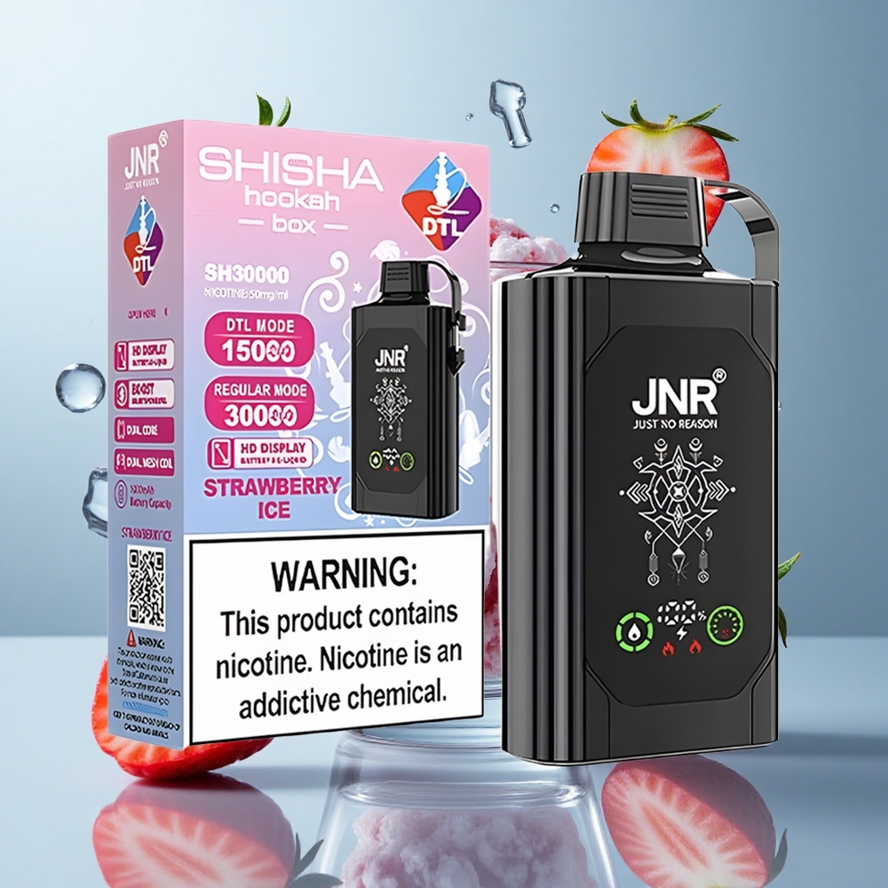 JNR Shisha Hookah Box 20500 Puffs Strawberry Ice with HD Display & Type-C Quick Charge