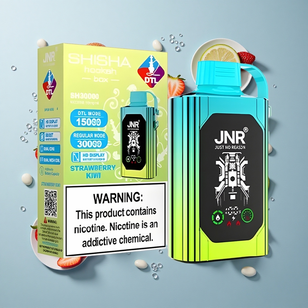 JNR Shisha Hookah Box 20500 Puffs Strawberry Kiwi with HD Display & Type-C Quick Charge