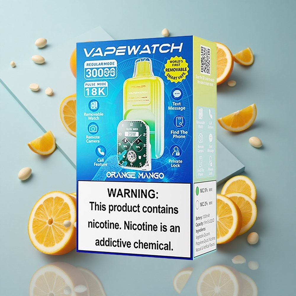 JNR Vape Watch 30000 Puffs Orange Mango with 19mL E-liquid & Type-C Quick Charge