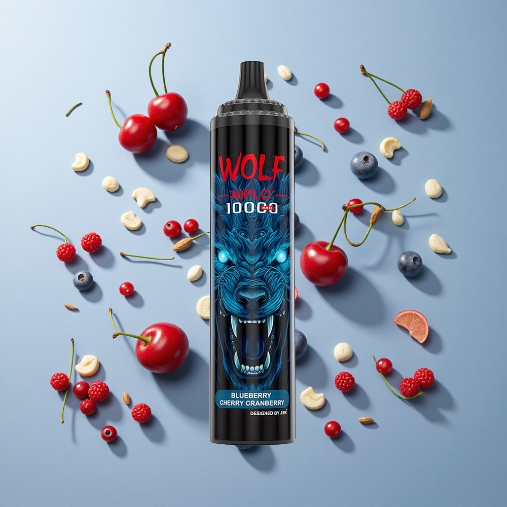 JNR Wolf Niplo 10000 Puffs Blueberry Cherry Cranberry with 20ml E-liquid & Type-C Charging