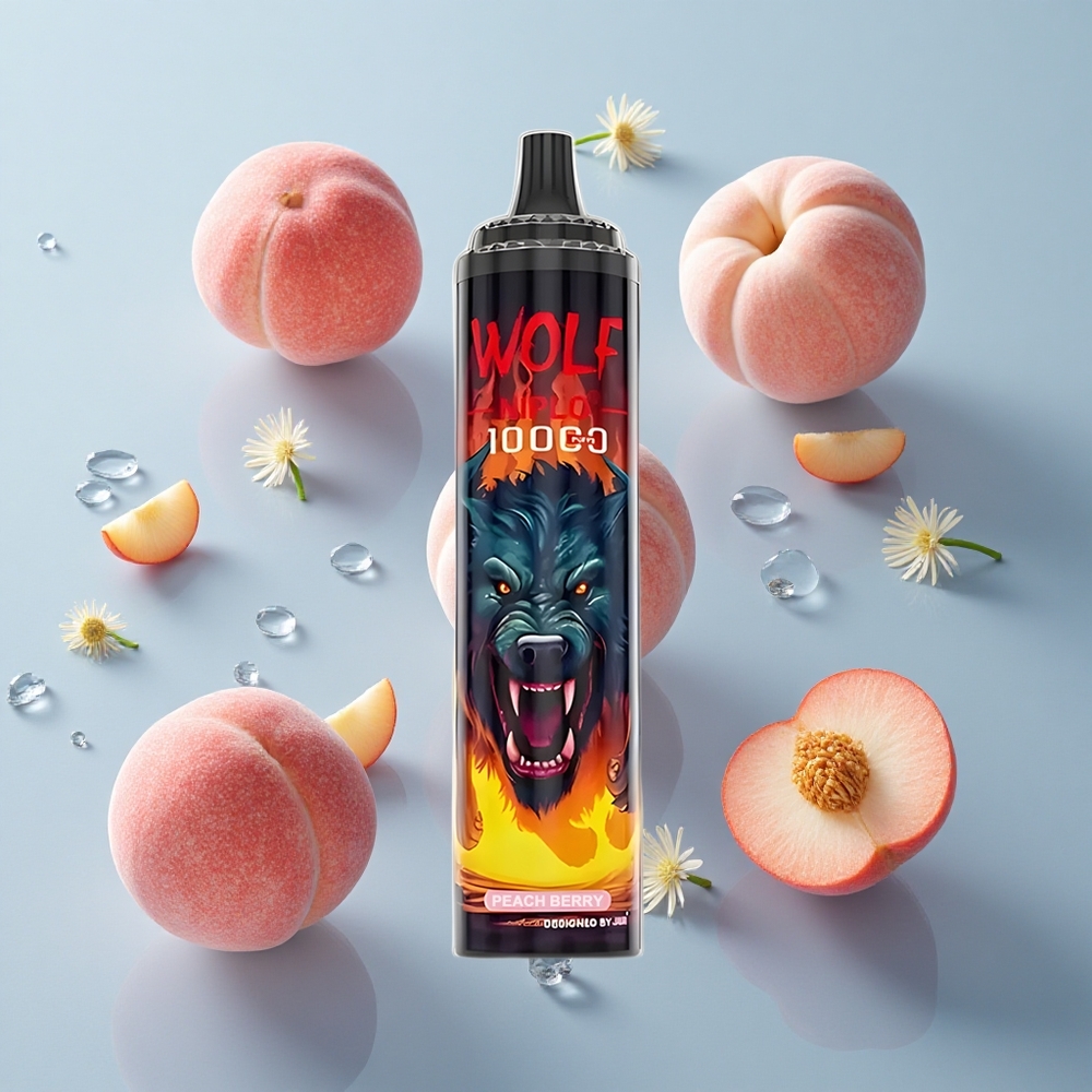 JNR Wolf Niplo 10000 Puffs Peach Berry with 20ml E-liquid & Type-C Charging