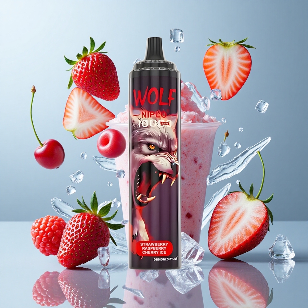 JNR Wolf Niplo 10000 Puffs Strawberry Raspberry Cherry Ice with 650mAh Battery